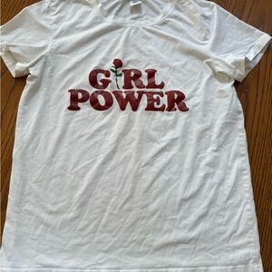White T-Shirt with Red 'Girl Power' Graphic